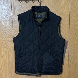 J. Crew Men's Black Quilted Vest Medium pockets zip